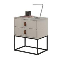 Mesa de Cabeceira 45cm Para Quarto Cama Casal Estilo Industrial 2 Gavetas Corrediça Telescópica Base Preto