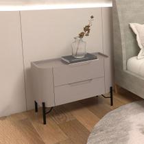 Mesa de Cabeceira 51cm com 2 Gavetas e Pés em Metal 100% MDF