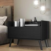 Mesa De Cabeceira 60 Cm C/ Pés Retrô Multimóveis Preta Mesa De Cabeceira 60 Cm C/ Pés Retrô Multimóveis Preta