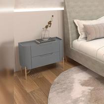 Mesa de Cabeceira 67,5cm para Quarto com 2 Gavetas e Pés em Metal Estrutura 100% em Mdf Bend