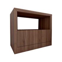 Mesa de Cabeceira 67cm Gaveta e Nicho NogC 100% MDF Casa Lar