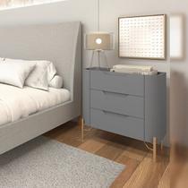 Mesa de Cabeceira 70cm com 3 Gavetas e Pés em Metal Estrutura 100% Mdf Bend