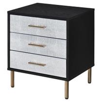 Mesa de cabeceira Acme com 3 gavetas, aglomerado de metal, preta