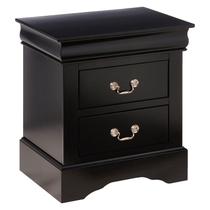 Mesa de cabeceira Acme Louis Philippe III preta com 2 gavetas
