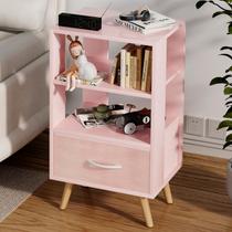 Mesa de cabeceira Aenuert Pink Kids com gaveta e armazenamento aberto de 3 camadas