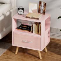 Mesa de cabeceira Aenuert Pink Kids com gaveta e armazenamento aberto