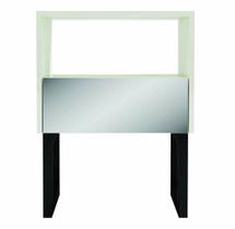 Mesa de Cabeceira Albany cor Off White e Preto Fosco com 1 Gaveta Espelhada - 56892