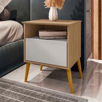 Mesa de Cabeceira Alfama 1 Gaveta Cinamomo/Off White - Pnr Móveis