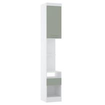 Mesa de Cabeceira Alta 38cm 1 Porta e 1 Gaveta Nevada Branco/Verde Espresso Móveis