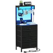 mesa de cabeceira alto Furnulem com luzes LED e USB mesa de cabeceira alto Furnulem com luzes LED e USB