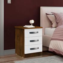 Mesa de Cabeceira - Amêndoa com gavetas brancas Mesa de Cabeceira - Amêndoa com gavetas brancas