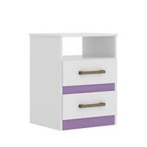 Mesa de Cabeceira Apolo Color Flex com 2 Gavetas Branco/Lilás - PR Móveis