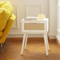 Mesa de cabeceira AWASEN White Rattan com armazenamento, quarto, sala de estar Mesa de cabeceira AWASEN White Rattan com armazenamento, quarto, sala de estar