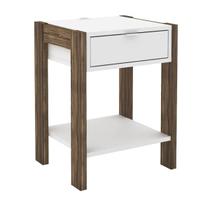 Mesa de Cabeçeira AZ1016 Branco/Nogal - Tecno Mesa de Cabeçeira AZ1016 Branco/Nogal - Tecno