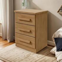 Mesa de Cabeceira Baião Lopas 3 Gavetas Amêndoa Clean Praticidade e Elegância para o Quarto