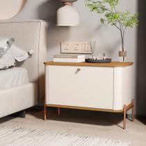 Mesa De Cabeceira Bancroft Off White Nature Bronze