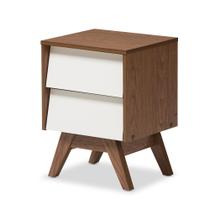 mesa de cabeceira Baxton Studio com 2 Gavetas Branco e Nogueira mesa de cabeceira Baxton Studio com 2 Gavetas Branco e Nogueira