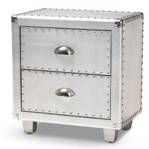 Mesa de cabeceira Baxton Studio Davet French Industrial Silver Metal