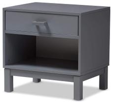 Mesa de cabeceira Baxton Studio Deirdre Modern Grey Wood com 1 gaveta