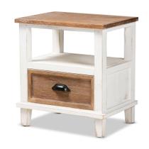 Mesa de cabeceira Baxton Studio Glynn Rustic Farmhouse 1 gaveta de madeira