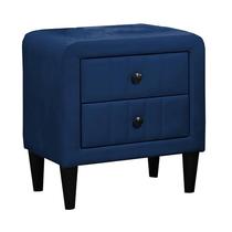 Mesa de cabeceira Benzara Rheo 22" em veludo azul marinho com 2 gavetas