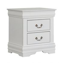 Mesa de cabeceira Benzara RYLA 2 gavetas, madeira maciça, níquel branco