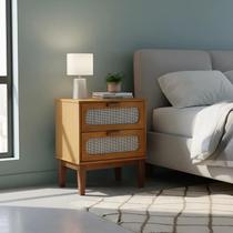 Mesa de Cabeceira Bide Cama Moderno 45 Cm Palhinha Indiana Santorini Nature Mesa de Cabeceira Bide Cama Moderno 45 Cm Palhinha Indiana Santorini Nature