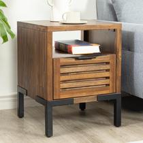 Mesa de cabeceira Bme Millie Solid Acacia Wood Rústica com gavetas Mesa de cabeceira Bme Millie Solid Acacia Wood Rústica com gavetas