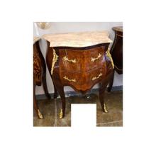 Mesa de Cabeceira Bombê 2 gav Maciça Formosa Marmore Bronze