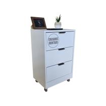 Mesa de Cabeceira Branca 3 Gavetas 30cm Gaveteiro Quarto Cama 100% Já Montado - Fl Decor