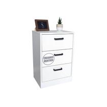 Mesa de Cabeceira Branca 3 Gavetas 40cm Gaveteiro Quarto Cama 100% Já Montado - Fl Decor