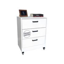 Mesa de Cabeceira Branca 3 Gavetas 50cm Gaveteiro Quarto Cama 100% Já Montado - Fl Decor