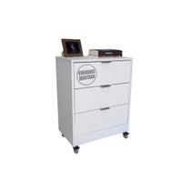 Mesa de Cabeceira Branca 3 Gavetas 50cm Gaveteiro Quarto Cama 100% Já Montado - Fl Decor