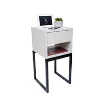 Mesa De Cabeceira Branca 30cm Gaveta e Nicho Quarto Cama Escritório Pé Ferro