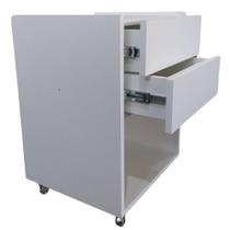 Mesa De Cabeceira Branco Rodas De Gel 100% Mdf Com 2 Gavetas 55x50x35 Mesa De Cabeceira Branco Rodas De Gel 100% Mdf Com 2 Gavetas 55x50x35