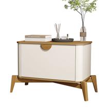Mesa de Cabeceira Buriti Off White com Nature - Moveis JB Mesa de Cabeceira Buriti Off White com Nature - Moveis JB