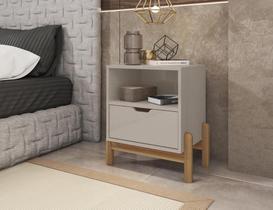 Mesa de Cabeceira c/ Nicho e Gaveteiro porta Itens Antares Off White Mesa de Cabeceira c/ Nicho e Gaveteiro porta Itens Antares Off White
