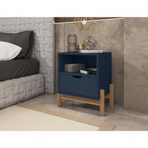 Mesa De Cabeceira C- Nicho E Gaveteiro Porta Itens Aurora Azul Cobalto