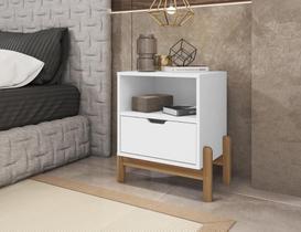 Mesa de Cabeceira c/ Nicho e Gaveteiro porta Itens Aurora Branco