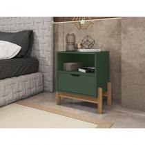 Mesa De Cabeceira C- Nicho E Gaveteiro Porta Itens Aurora Verde Oliva