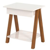 Mesa De Cabeceira Cama Quarto Mini Aparador Hall de Entrada Cavalete com 1 Gaveta Finger - Offwhite