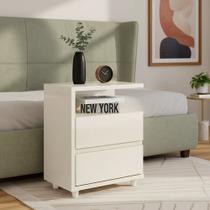 Mesa de Cabeceira Campeche Henn 2 Gavetas Off White