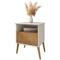 Mesa de Cabeceira Cancun Quarto 1 Gaveta Pés Madeira Maciça