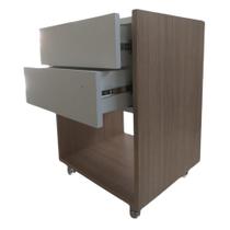 Mesa De Cabeceira Carvalho Rodas Gel 100% Mdf Com 2 Gavetas 55x50x35