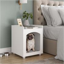 Mesa de Cabeceira Casinha de Cachorro/Gato PET Branco Ofertamo