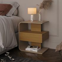 Mesa de Cabeceira Celta em MDF 15mm com 1 Gaveta e Nichos Mesa Lateral de Cama Moderna Mesa de Cabeceira Celta em MDF 15mm com 1 Gaveta e Nichos Mesa Lateral de Cama Moderna