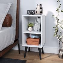 Mesa de Cabeceira Charme com Prateleira Interna pés estilo retrô - Branco