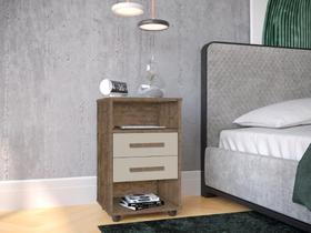 Mesa de Cabeceira CI 2 Gavetas Cor Canela / Off White Mesa de Cabeceira CI 2 Gavetas Cor Canela / Off White