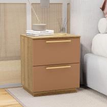 Mesa de Cabeceira Cindy 2 Gavetas com Corrediças Telescópicas Nature/Terracota G98 - Gran Belo