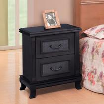 Mesa de Cabeceira Clássica 2 Gavetas em Madeira Maciça Athenas - Ébano